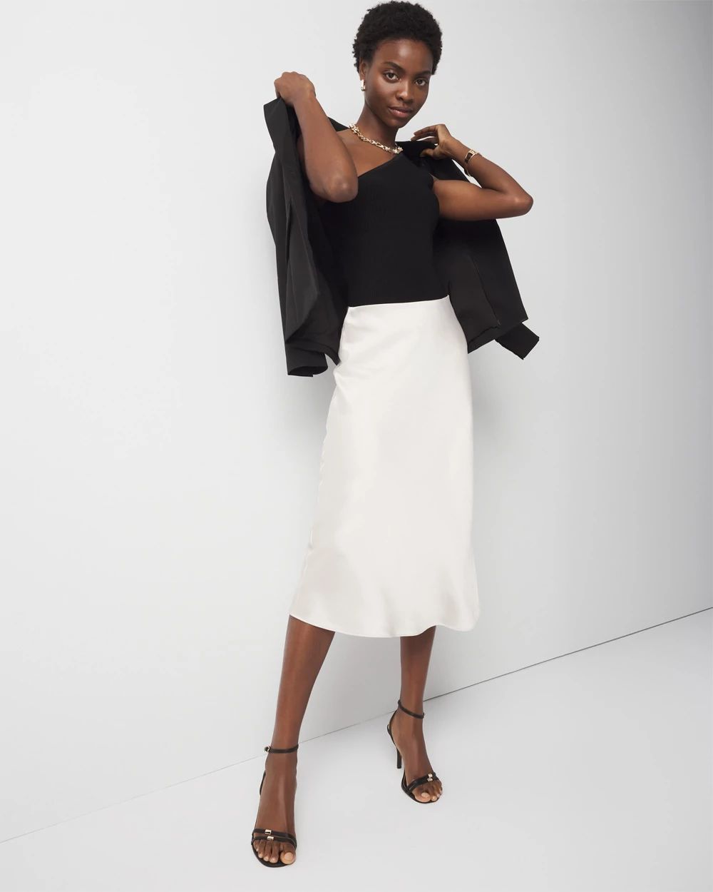 Satin Slip A-Line Skirt | White House Black Market